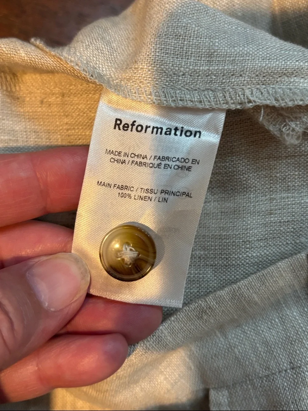 Reformation‎ Neutral Linen Straight-Leg Pants